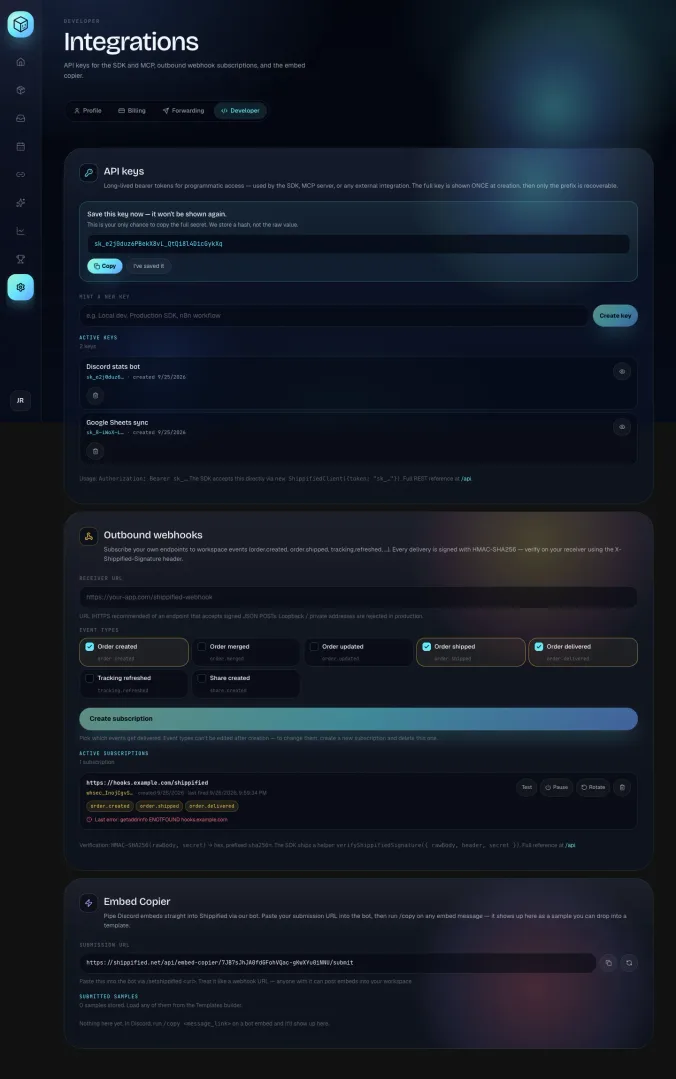 Two keys listed under Active keys, each with an Inspect button and a Revoke button